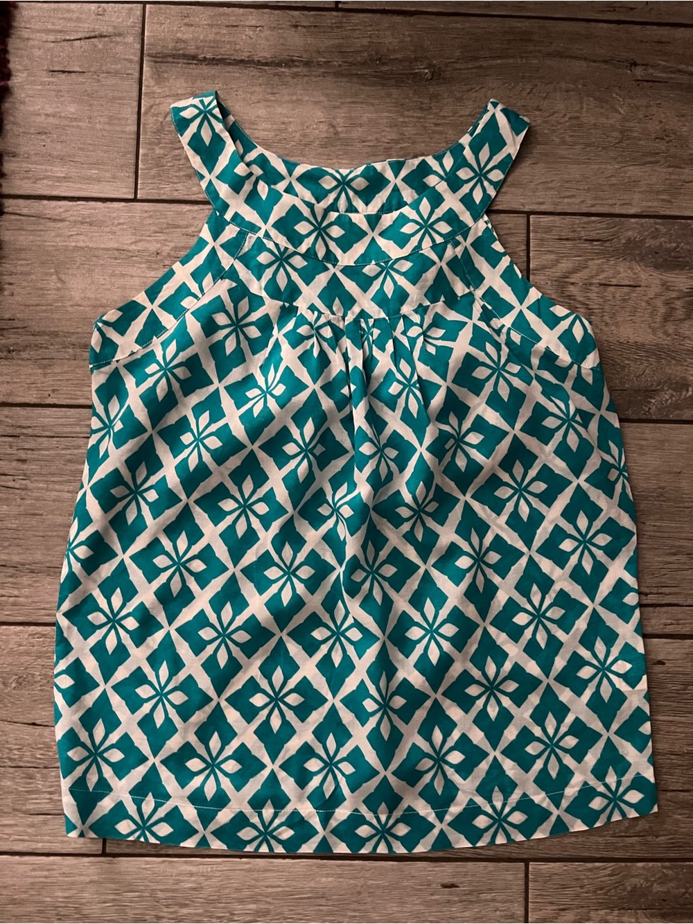 Banana Republic Teal and White Geometric Halter Camisole
